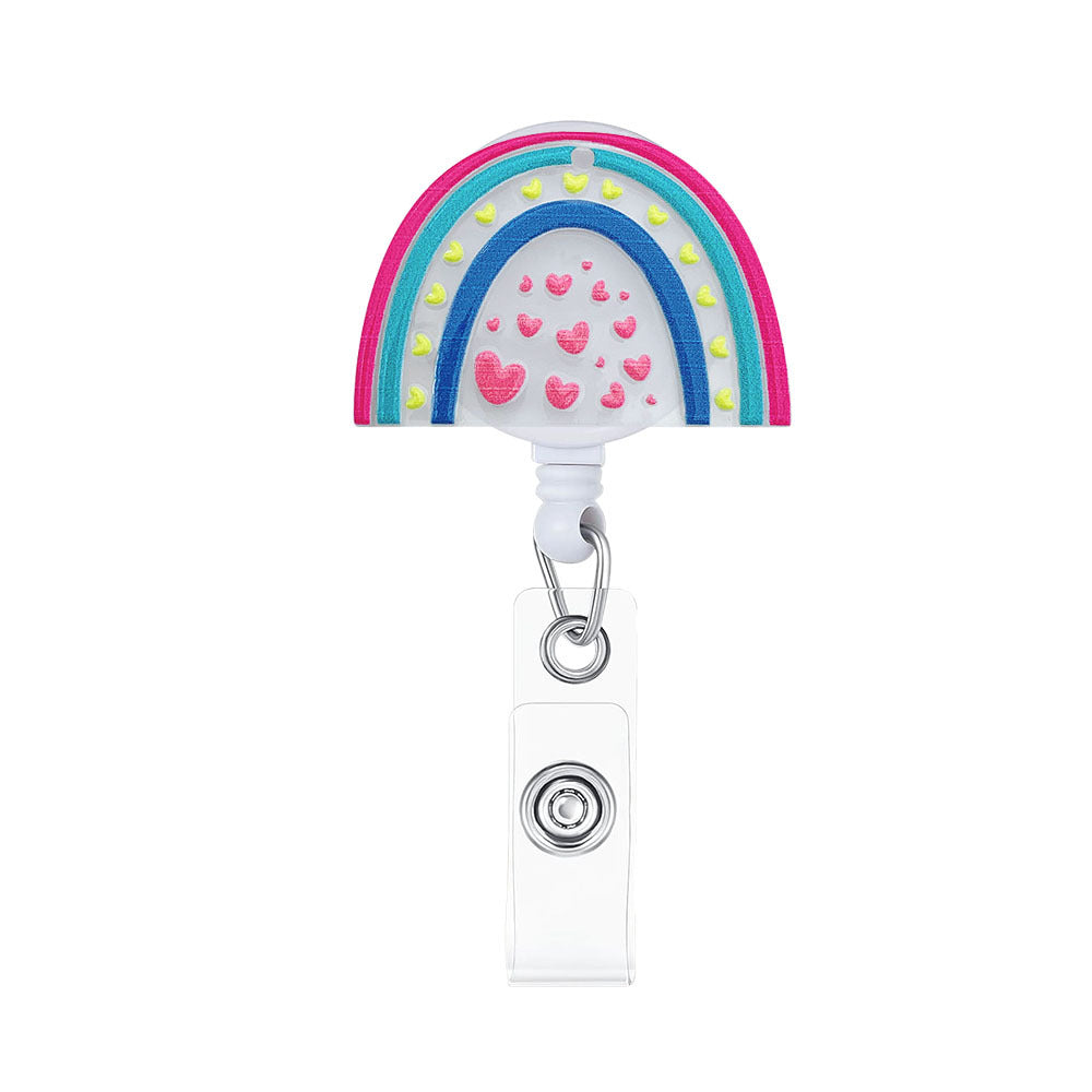 Wholesale Rainbow Acrylic Retractable Badge Reel Keychain